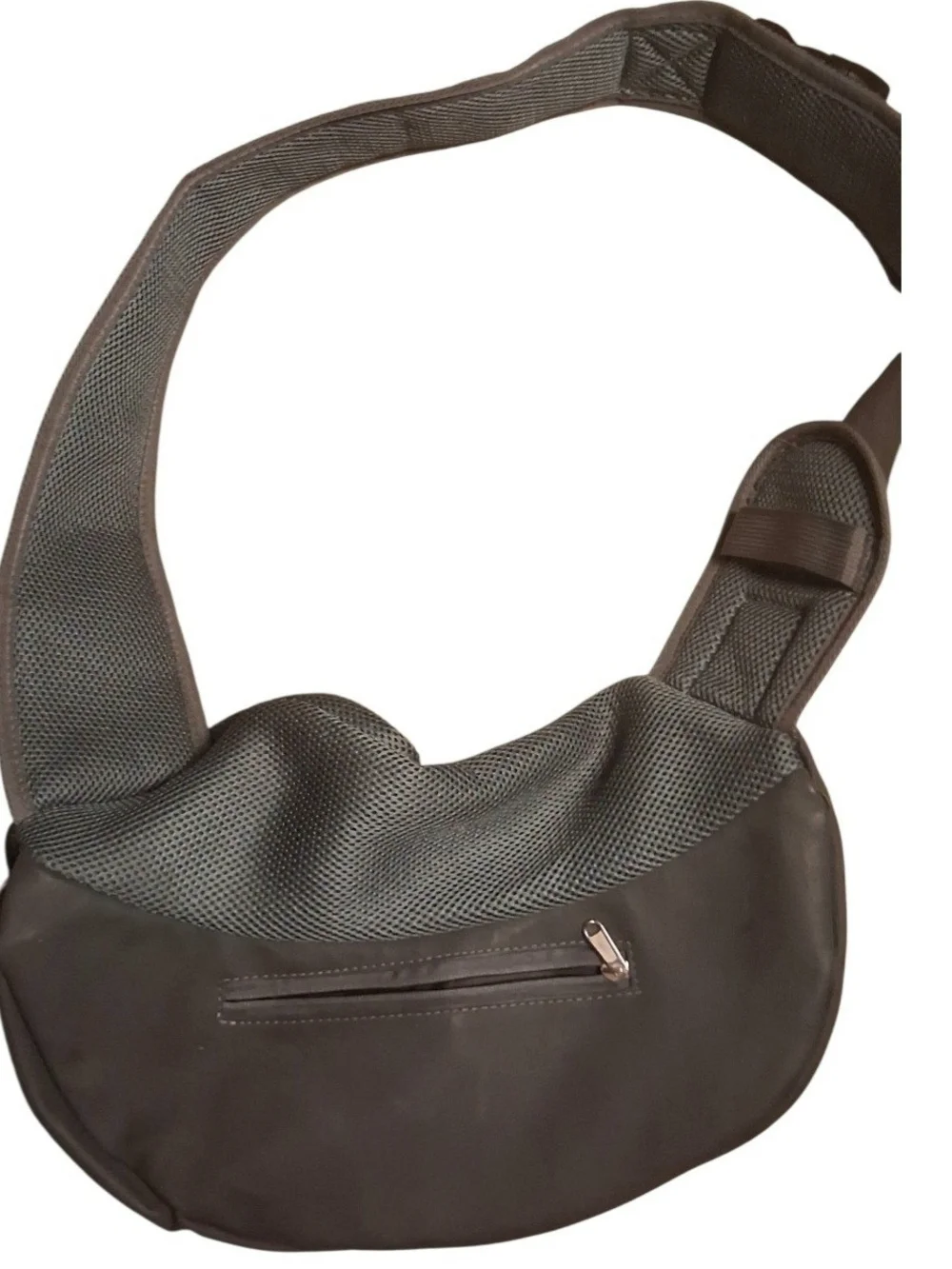 Gray Sling-Style Small Pet Carrier with Breathable Mesh